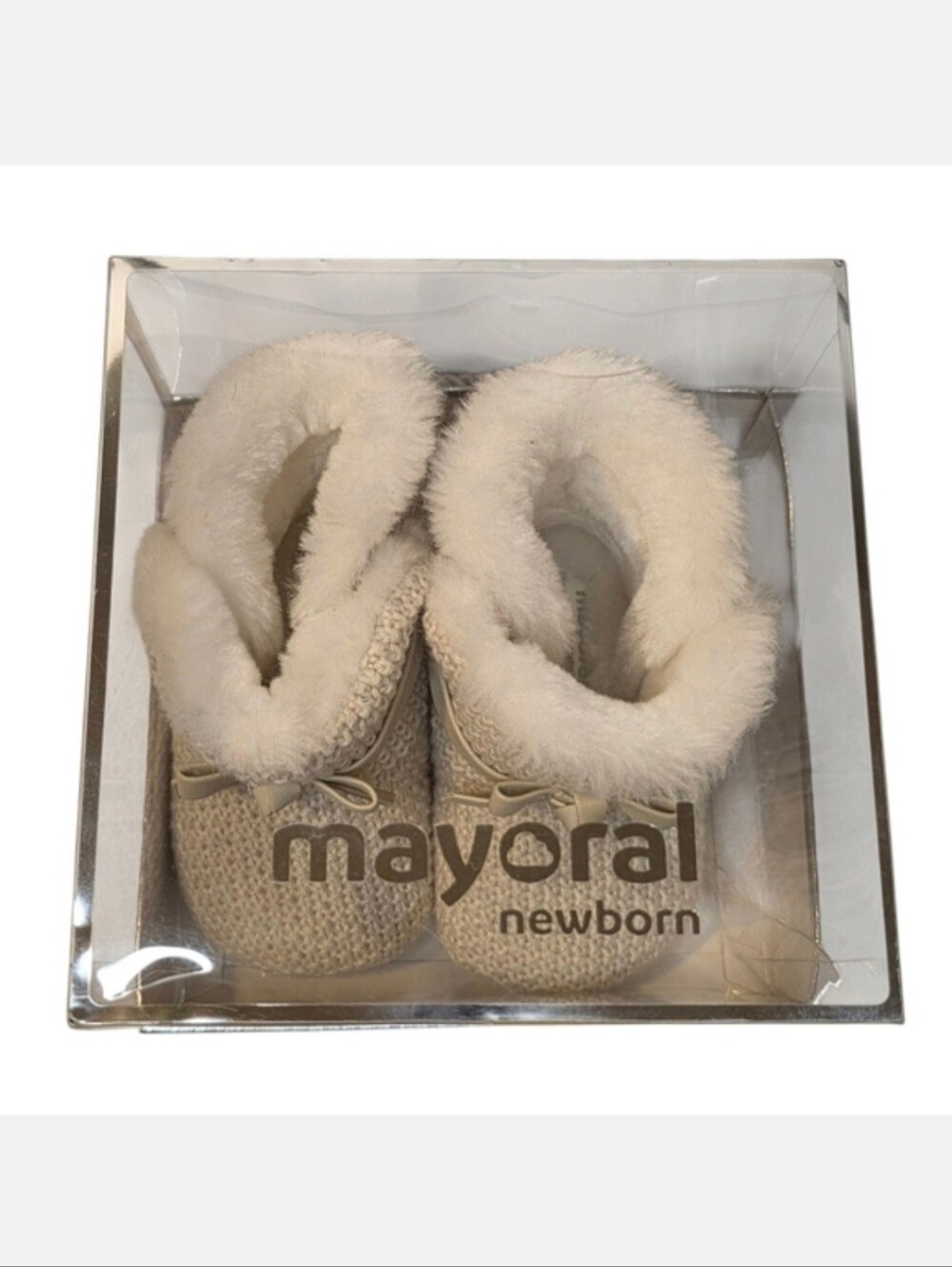 Baby Booties White Faux Fur Knit Kids First Walker Shoes Winter Boots Girls 2 - Picture 5 of 8